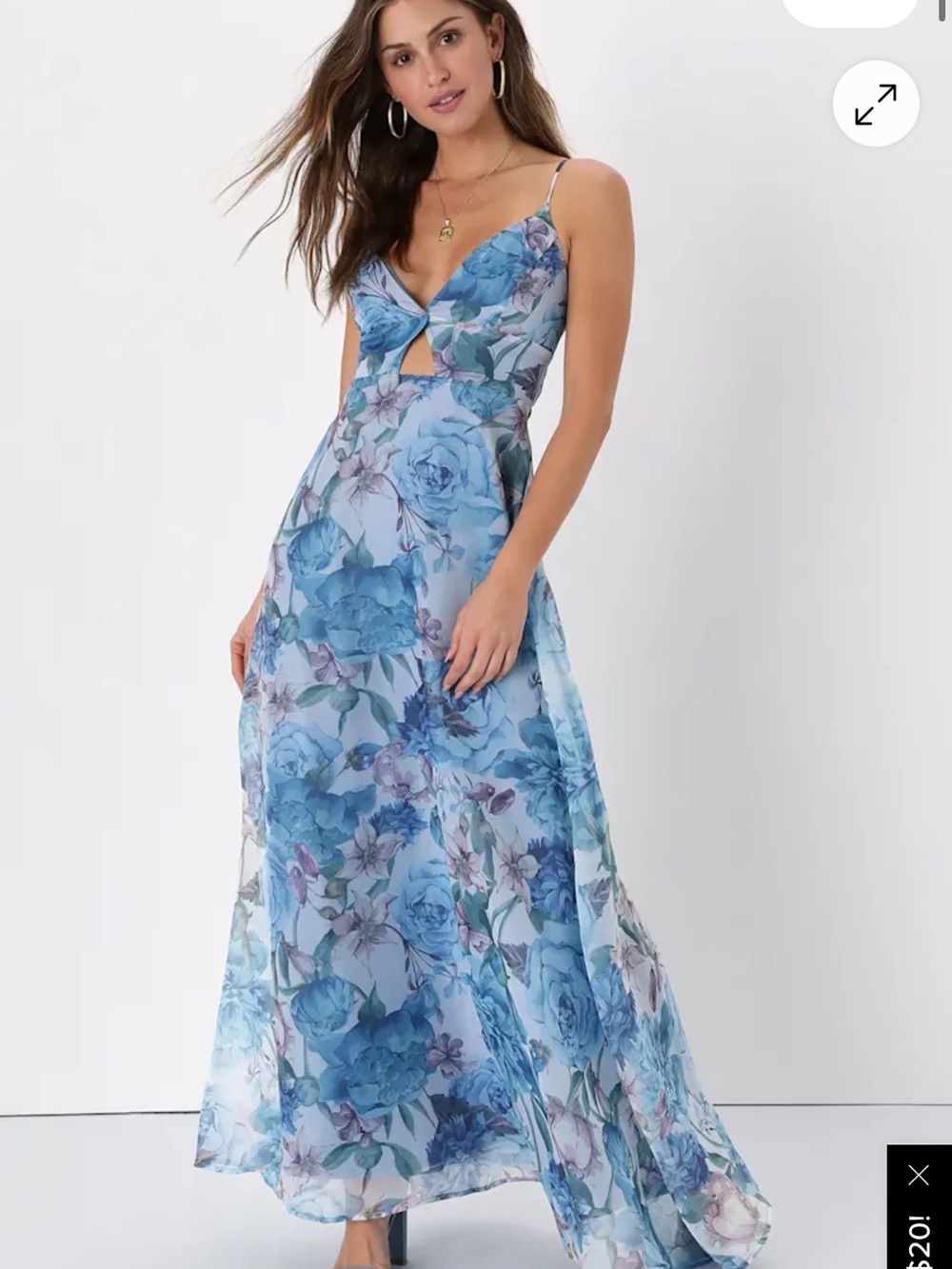 Lulus blue Floral print maxi dress